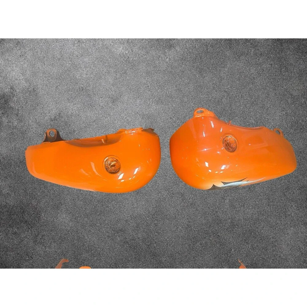 Custom Painted Chopper Tin Set – Gloss Orange with Winged Iron Cross